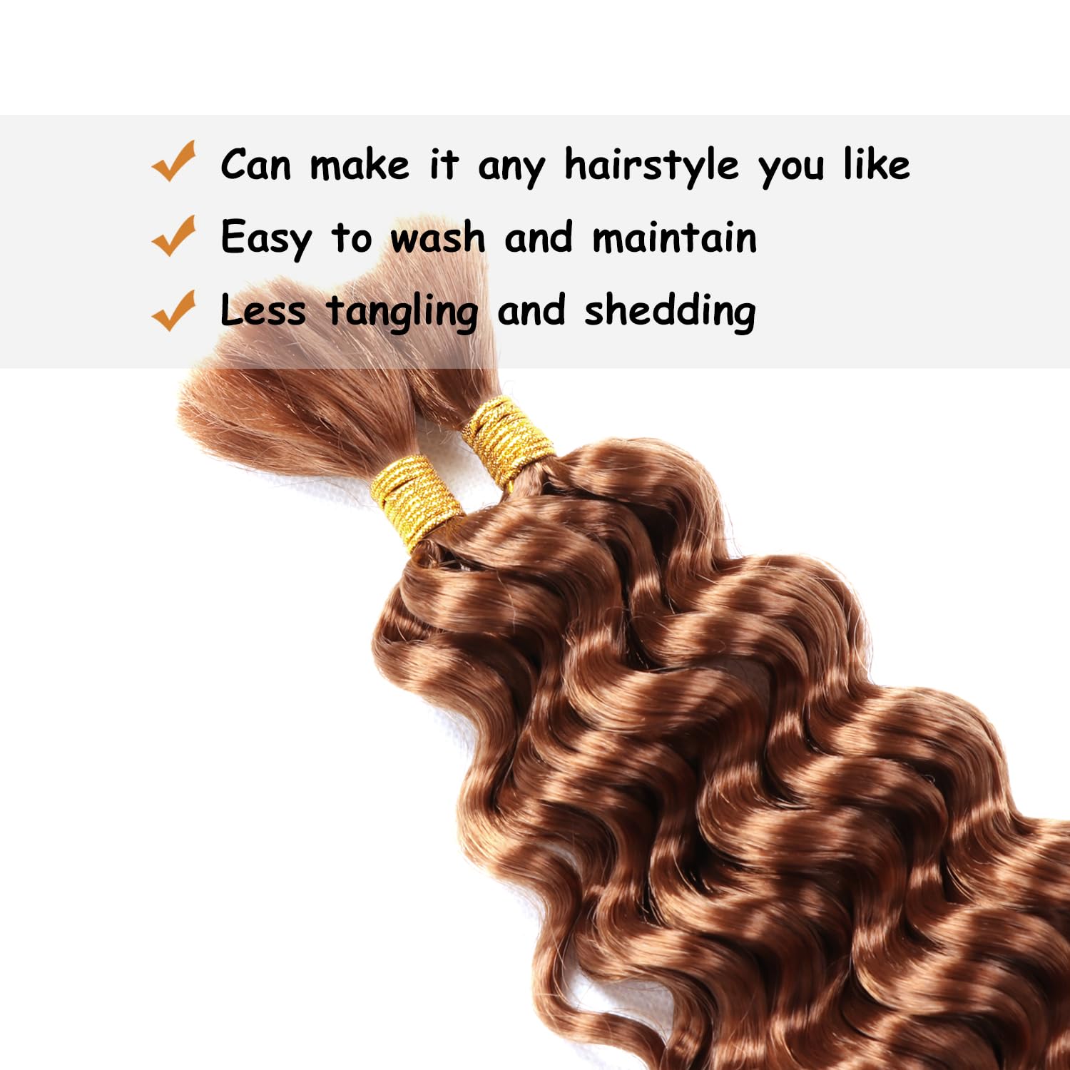 Boho Hair for Braiding Deep Wave Bulk Hair Wet And Wavy 18 Inch Quality Synthetic Deep Ocean Wave Braiding hair Crochet Braids for Boho Braids for Black Women (30# - Image 4