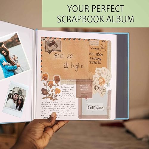 Miniatura 3 de Álbum de fotos autoadhesivas, libro de fotos de lino de 8 x 10, fotos de 2 x 3, 4 x 6, 5 x 7, 8 x 8 pulgadas, 40 páginas, cubierta de lino con