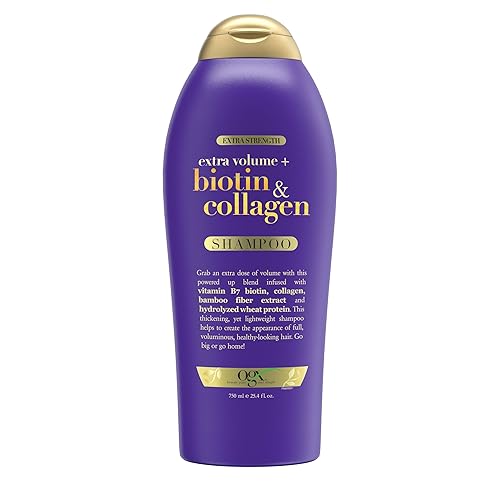 OGX Biotin & Collagen Champú voluminizador extra fuerte para cabello más grueso y completo, 25.4 onzas líquidas