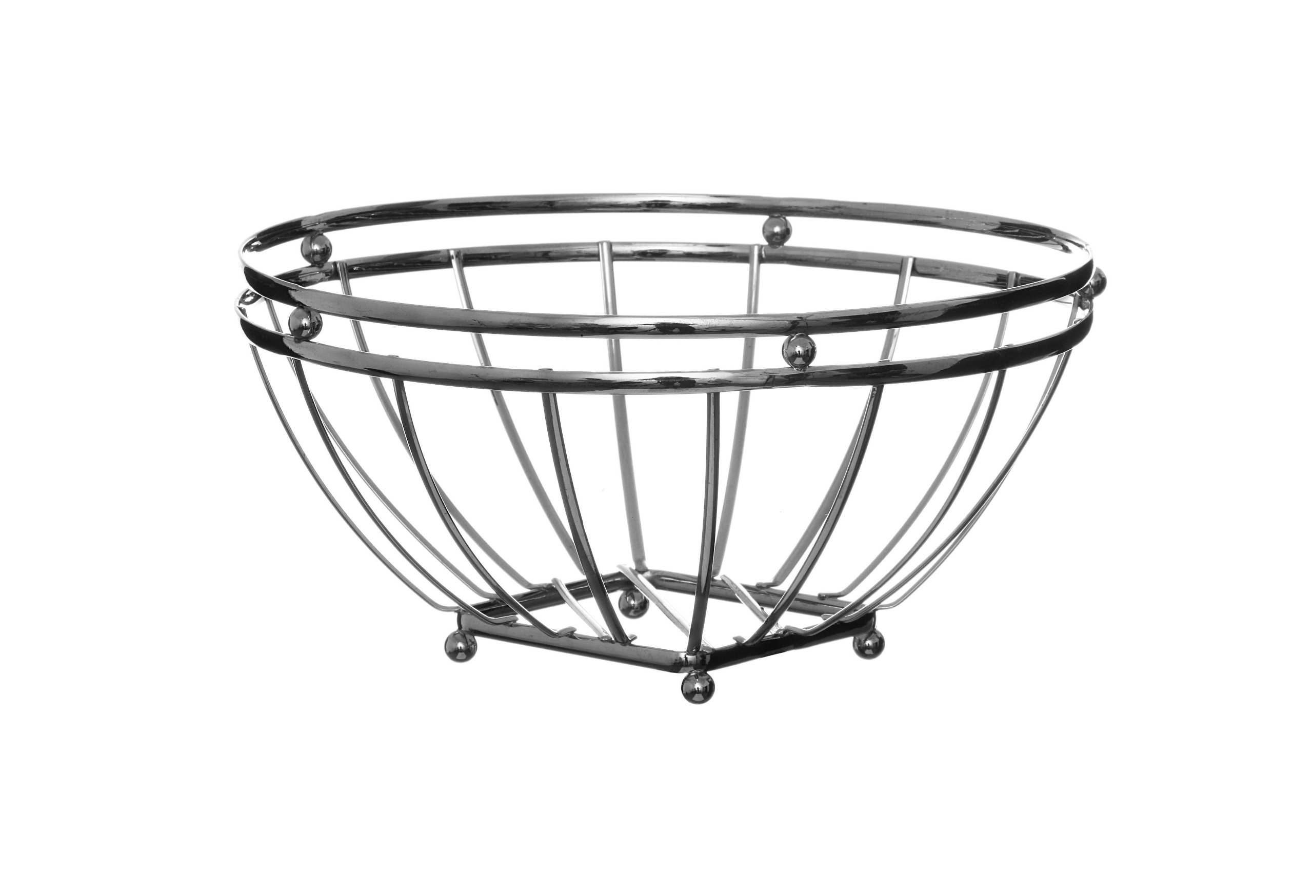 Premier Housewares Round Fruit Basket, Chrome, 12 Cm