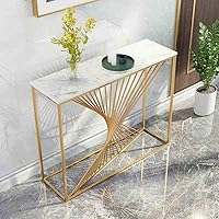 Chintamani Decor Console Table for Entryway | Marble Top Comsole Table (112.5 * 30 * 75 CM Colour-Brass)