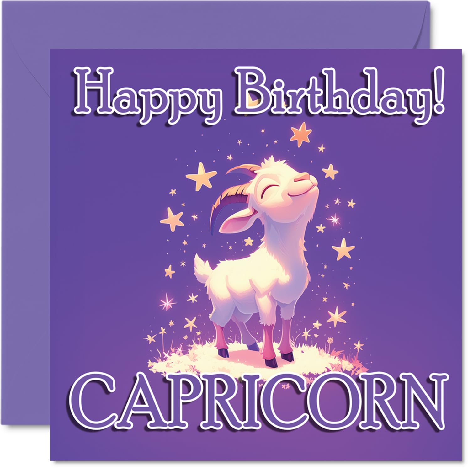 Capricorn Birthday Card for Men Women - Zodiac Niji - Happy Birthday Card for Sister Nanny Auntie Brother, 145mm Bday Greeting Cards