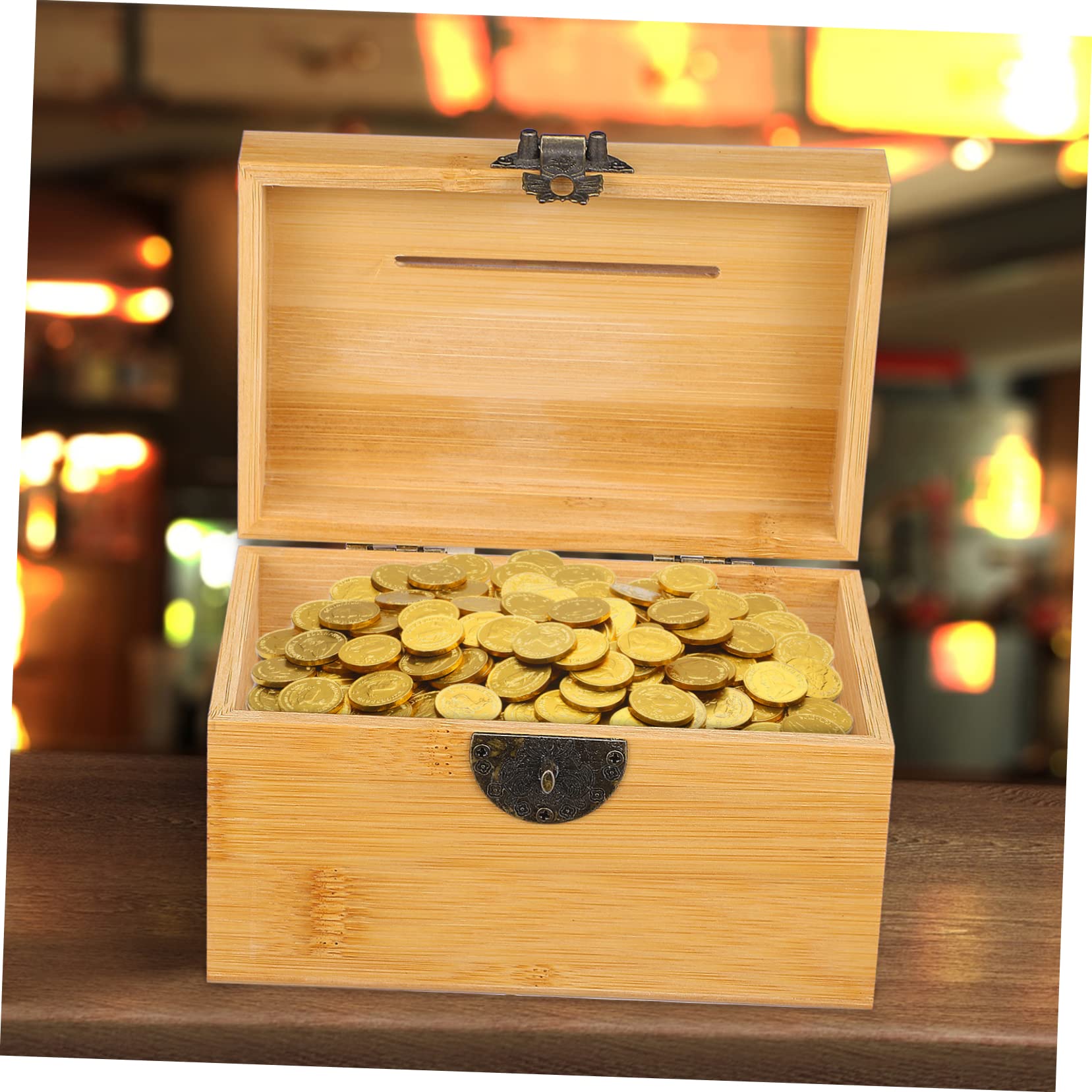 BESPORTBLE Caja De Almacenaje Vintage Cofre con Cerradura Estuche De Alcancía De Bambú