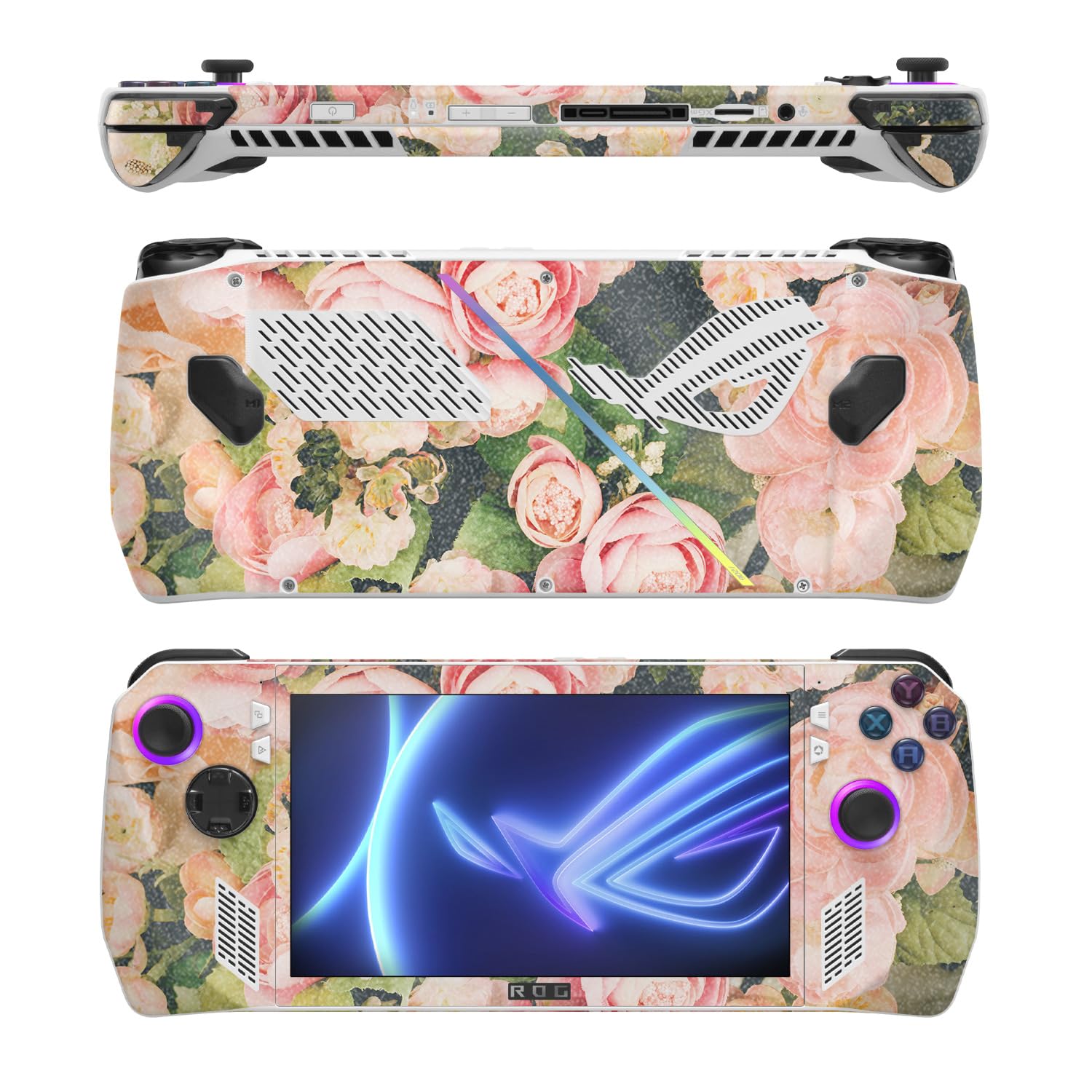 MightySkins Glossy Glitter Skin Compatible with Asus ROG Ally - Faded Roses | Protective, Durable High-Gloss Glitter Finish | Easy to Apply