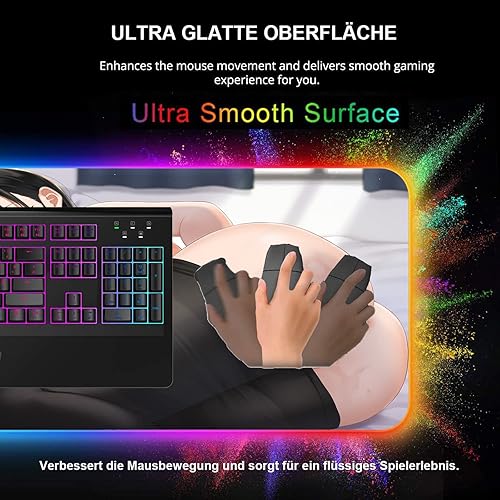 Miniatura 5 de Alfombrilla de mouse RGB Anime Girl Sexy Butt Breasts Chest Mouse Mat Escritorio extendido Mause Pad Gaming LED Mouse pad XXL Alfombrilla de