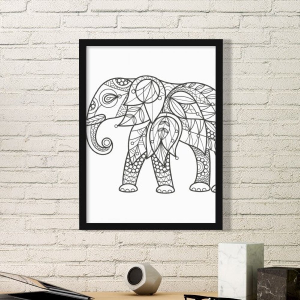 Peinture Éléphant pour habiller un petit mur vide avec cadre noir