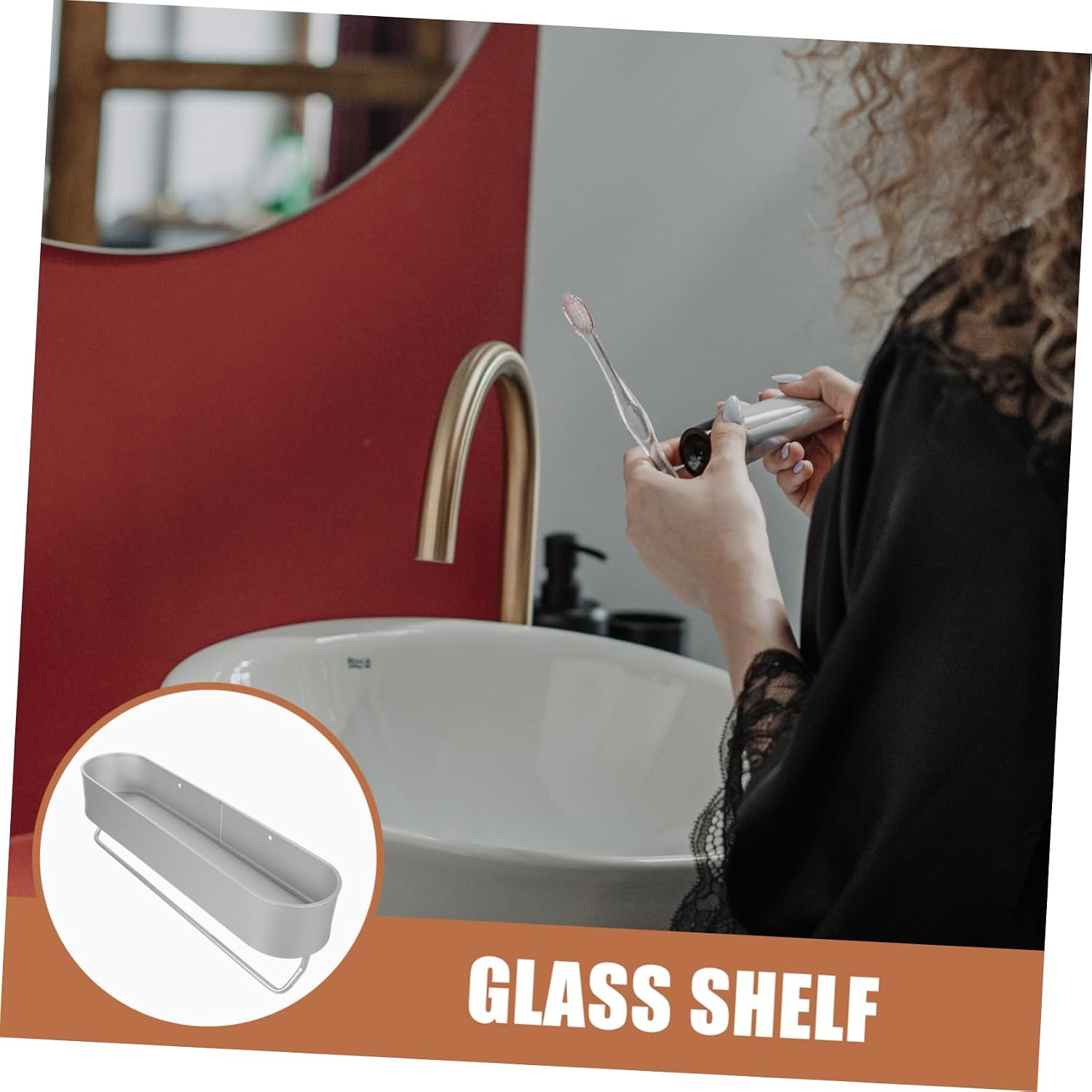 Wall Mounted Aluminum Storage Holder with Towel Stick Punch Tooth Cup and Bottle Brush Carrier Shelf for Bathroom and Kitchen Silver Finish