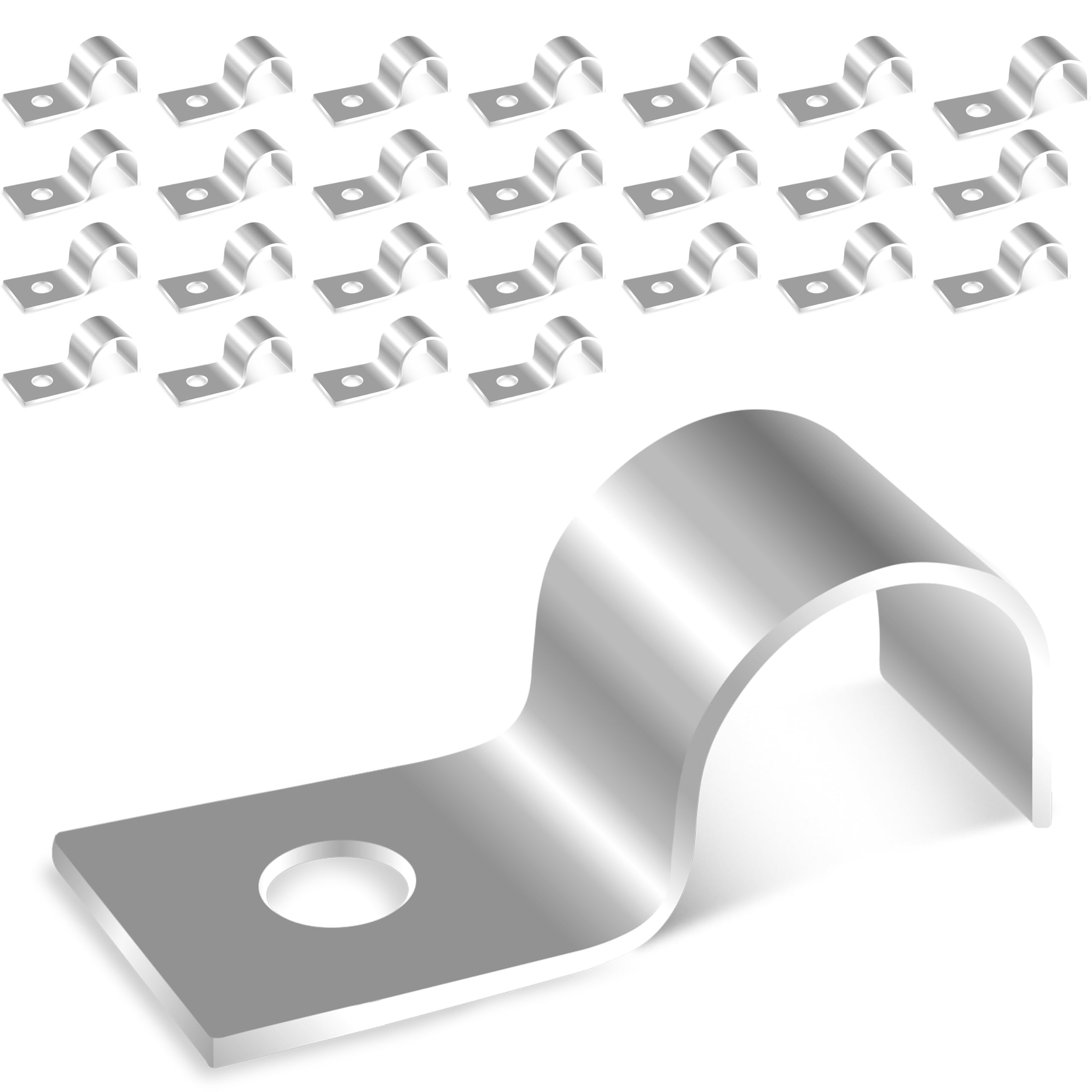 Jyvex 30 Pcs 10mm Pipe Clips, V2A Pipe Strap Clamps 1 Hole, Pipes Brackets, Metal Cable Clips