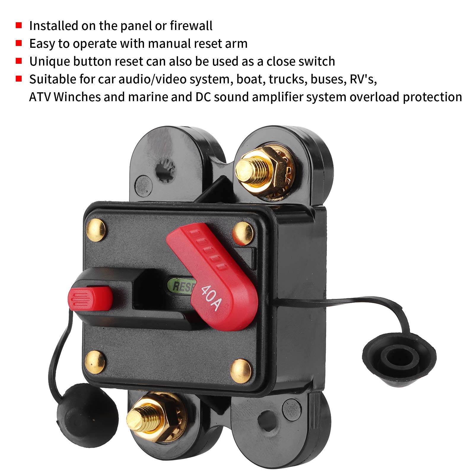 Samochód dla lub systemu uchwytu bezpiecznika Automatyczny wyłącznik 12V 24V DC Auto Stereo Boat Ochrona Wyłączniki samochodowe Wyłącznik przyciskowy resetowania (B(40A))