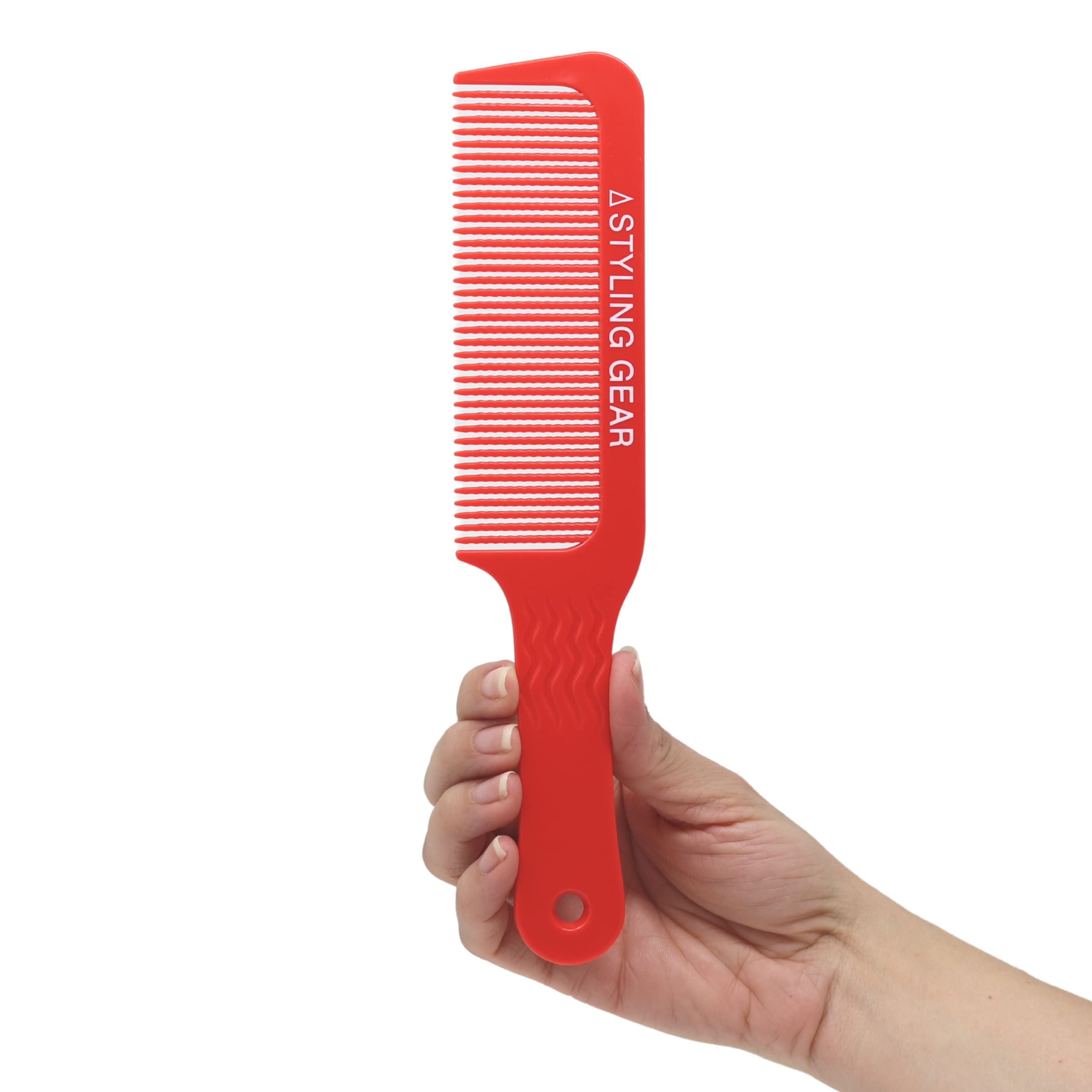 Styling Gear 404 Clipper 9 In. Wavy Tooth Flat Top Clipper Blending Comb Cutting Barber Hairstylist Combs Flexible 1 Pc. (Red)