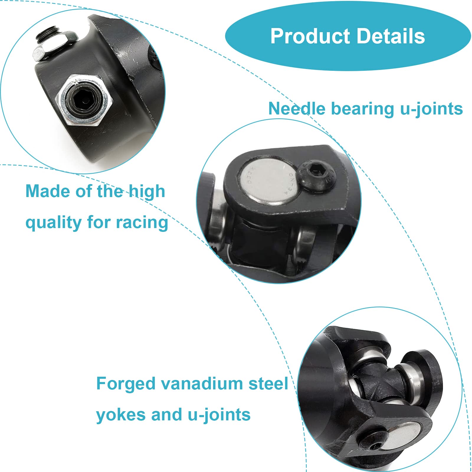 Black 3/4-30 Spline X 3/4 DD Steering Shaft Kit With U-Joints – 22" Polished – GM - View #2