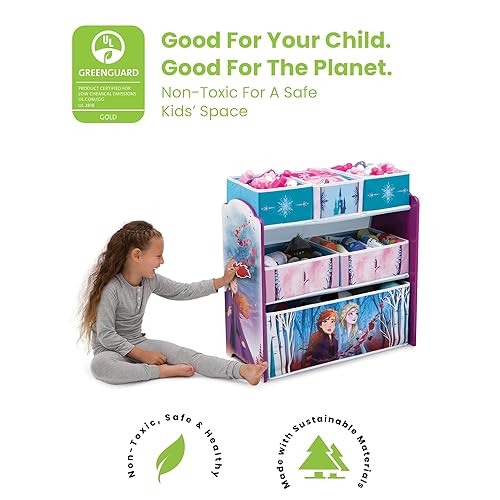 Miniatura 7 de Delta Children Cama de plástico para niños pequeños, Disney Frozen II + organizador de juguetes de 6 compartimientos, gráficos de Frozen II