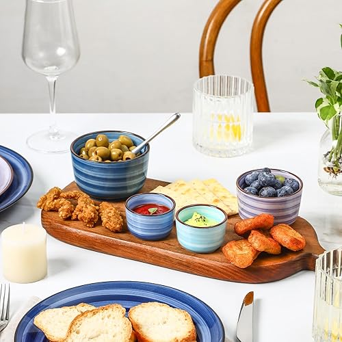 Miniatura 70 de Selamica Ramequines de cerámica de 4 onzas, Ramekins de crema Brulee aptos para horno, platos de natillas de soufflé para hornear, mini cuencos