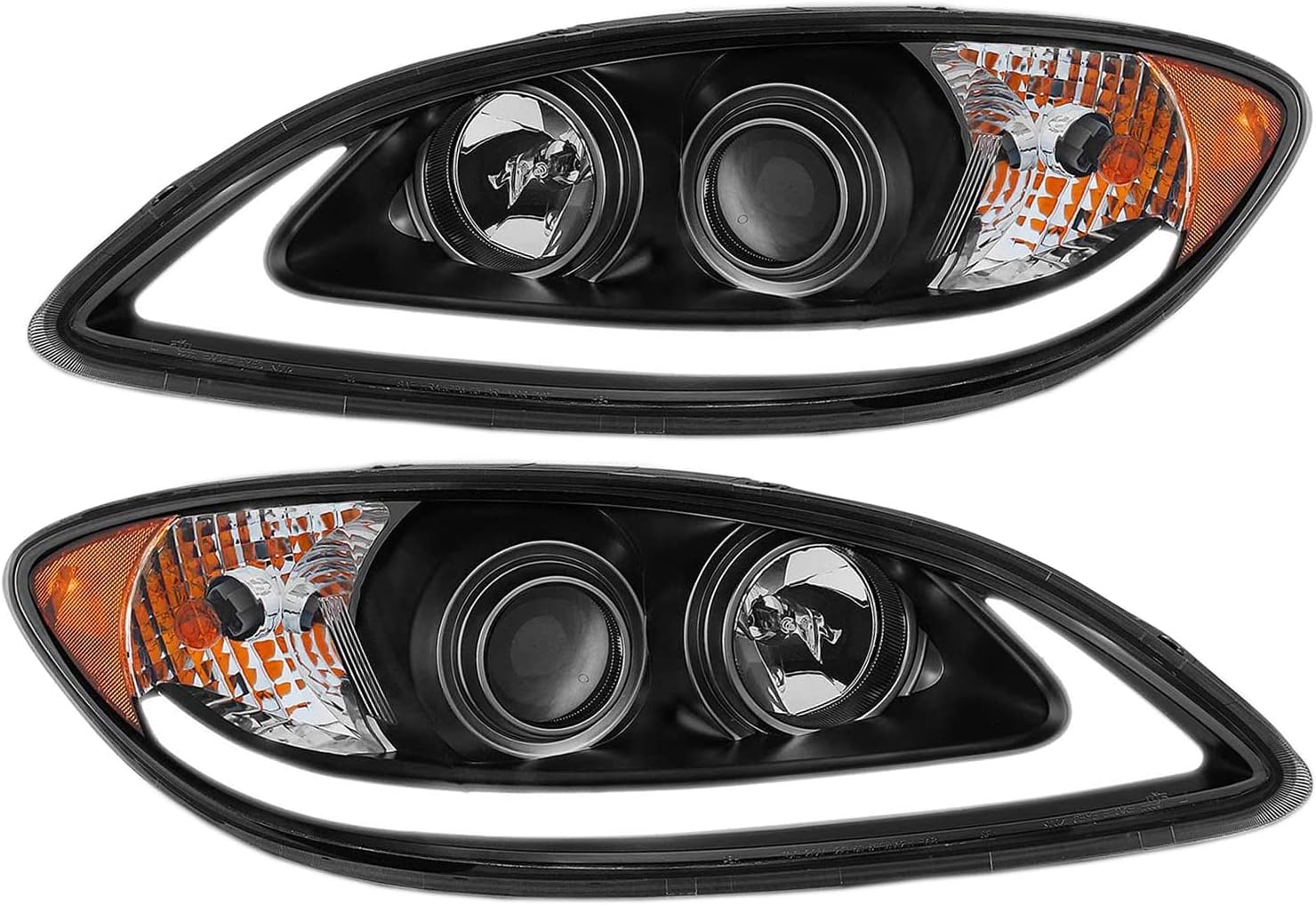 Projector Plank Style Black Headlight Assembly Set for International ProStar-(Pair)