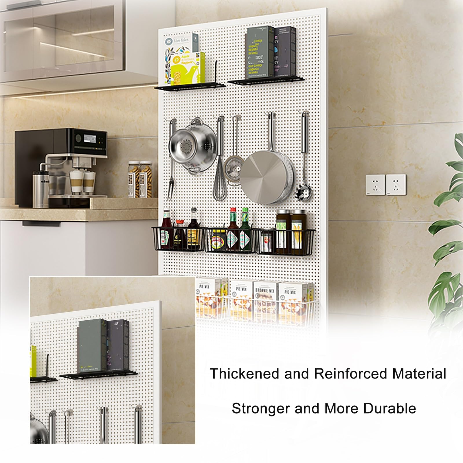 Stehendes Stecktafel-Display mit Lenkrollen und 20 Haken, Pegboard-Displayständer aus Metall, Verdickte Werkzeugwand Platte aus Kaltgewalztem Stahl(White,60x120cm/24x47in)