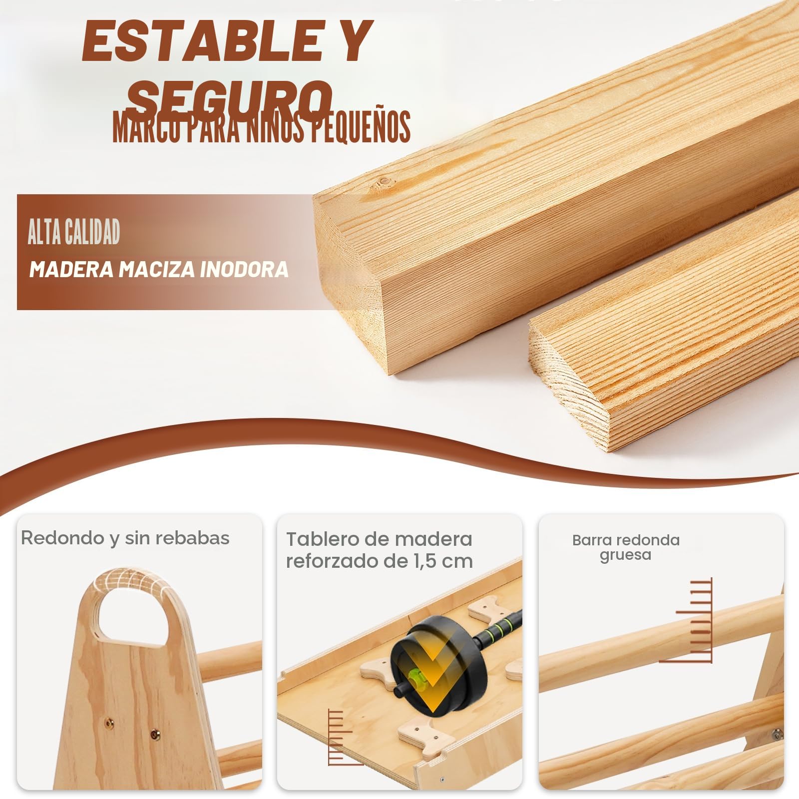 8en1 Madera Triangle Set Triángulo de Escalada Montessori de Interior con Arco Montessori Madera, Tobogán y Mini Tablero de Dibujo Infantil Parque de Escalada Montessori de 1 a 6 Años