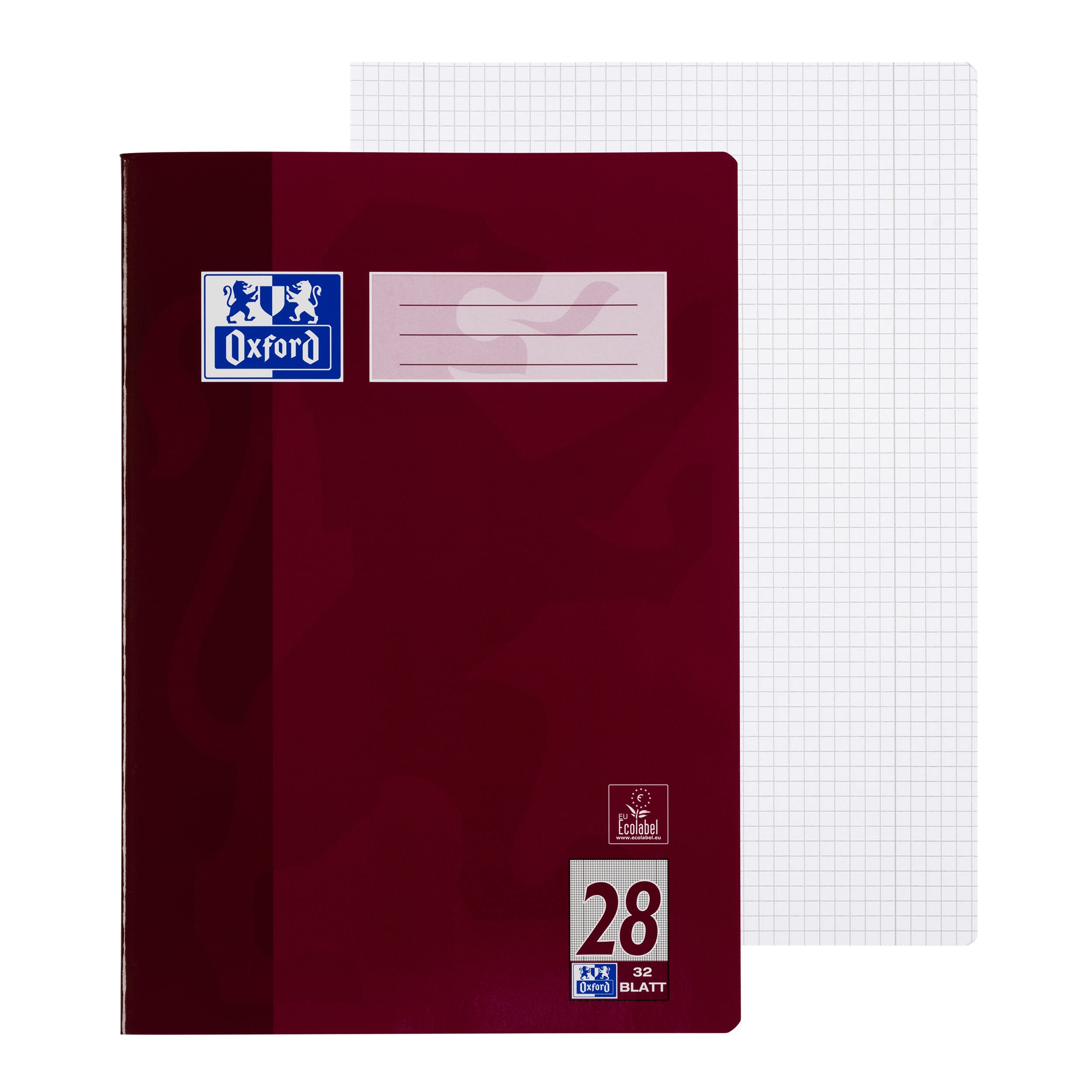 Oxford Schulheft, 10er Pack, DIN A4, kariert (Lineatur 28), 32 Blatt, violett & Schulheft A4 liniert, Lineatur 25, 32 Blatt, blau, 10 Stück