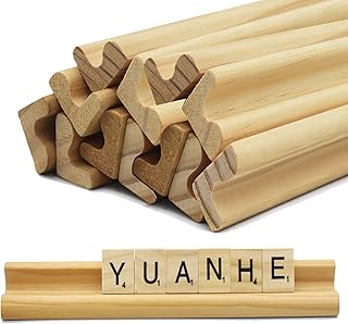 Yuanhe Set of 12 Wooden Scrabble Tile Holders Letter Replacement Racks Word Tray for Crafts and Game Stands