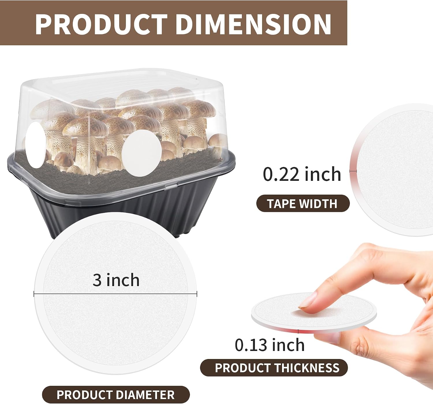 24-Pack 2.5" Monotub Filter Disks - 2MM Thick Adhesive Patch for Mushroom Growing, Fit for Monotub & Fruiting Chambers, Mushroom Growing Supplies