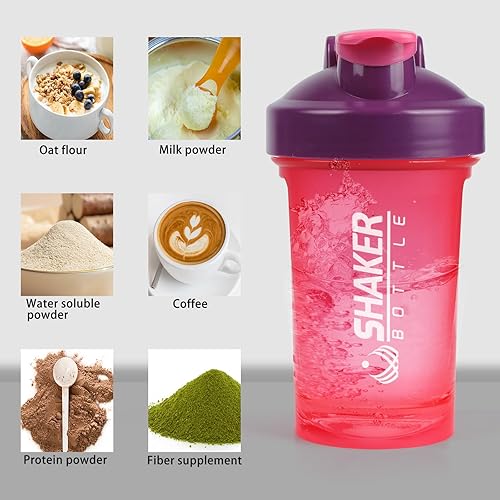 Miniatura 6 de XTKS Botella agitadora, botella pequeña de 13.5 fl oz con bola mezcladora, vaso portátil de 14 onzas para el gimnasio, libre de BPA, 100% a prueba