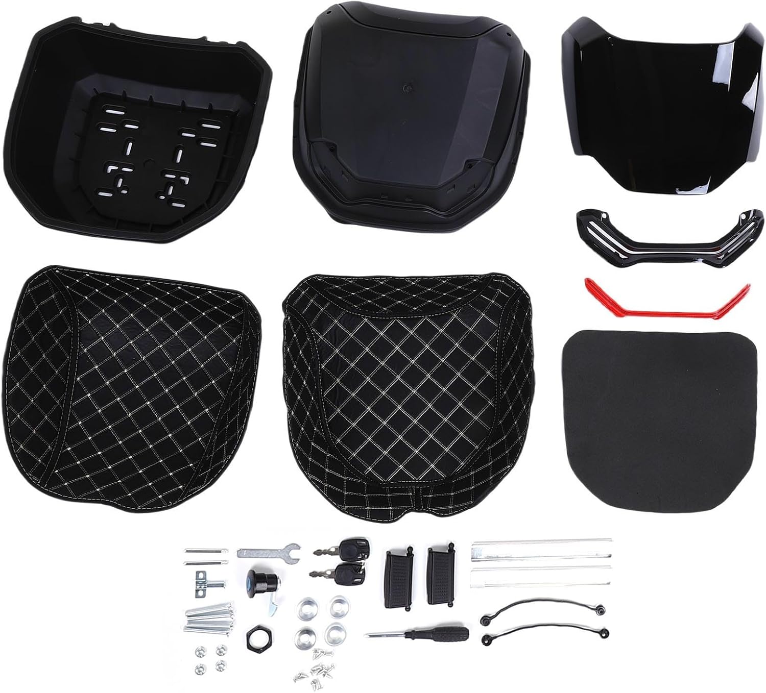 Focket Top Case, 35L Storage Capacity Toolless Arrow Storage Case Trunk Box with Lock for Helmet Luggage Scooter Passenger Backrest
