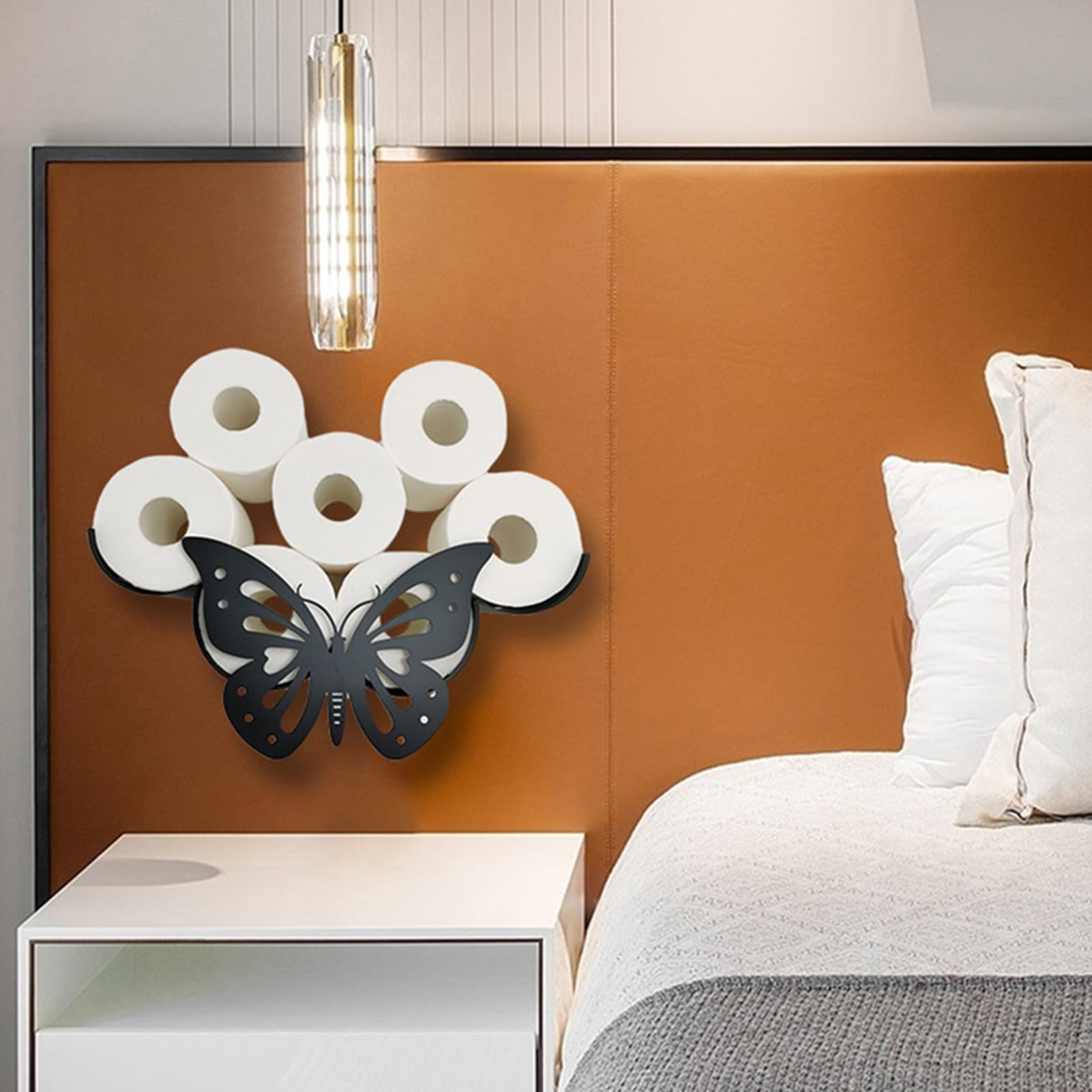 Supports de rouleau de papier toilette papillon : rangement de papier toilette décoratif papillon mural, rangement de tissus en métal, organisateur supplémentaire de huit rouleaux