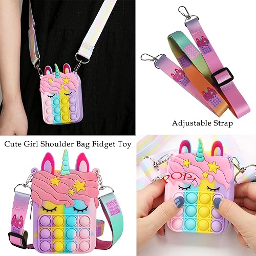 Miniatura 3 de Bolsa de unicornio con burbujas para presionar, llavero para aliviar el estrés, juguetes para niñas de 3 a 12 años, regalo de cesta de Pascua,