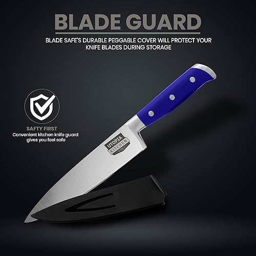 Miniatura 5 de Utopia Kitchen Cuchillo de cocina de chef de 7 pulgadas, cuchillo de cocina de acero inoxidable al carbono con funda y mango ergonómico, cuchillo de