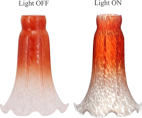 Miniatura 3 de Lily - Pantalla de cristal de tulipán naranja, reemplazo de pantalla de cristal estilo Tiffany