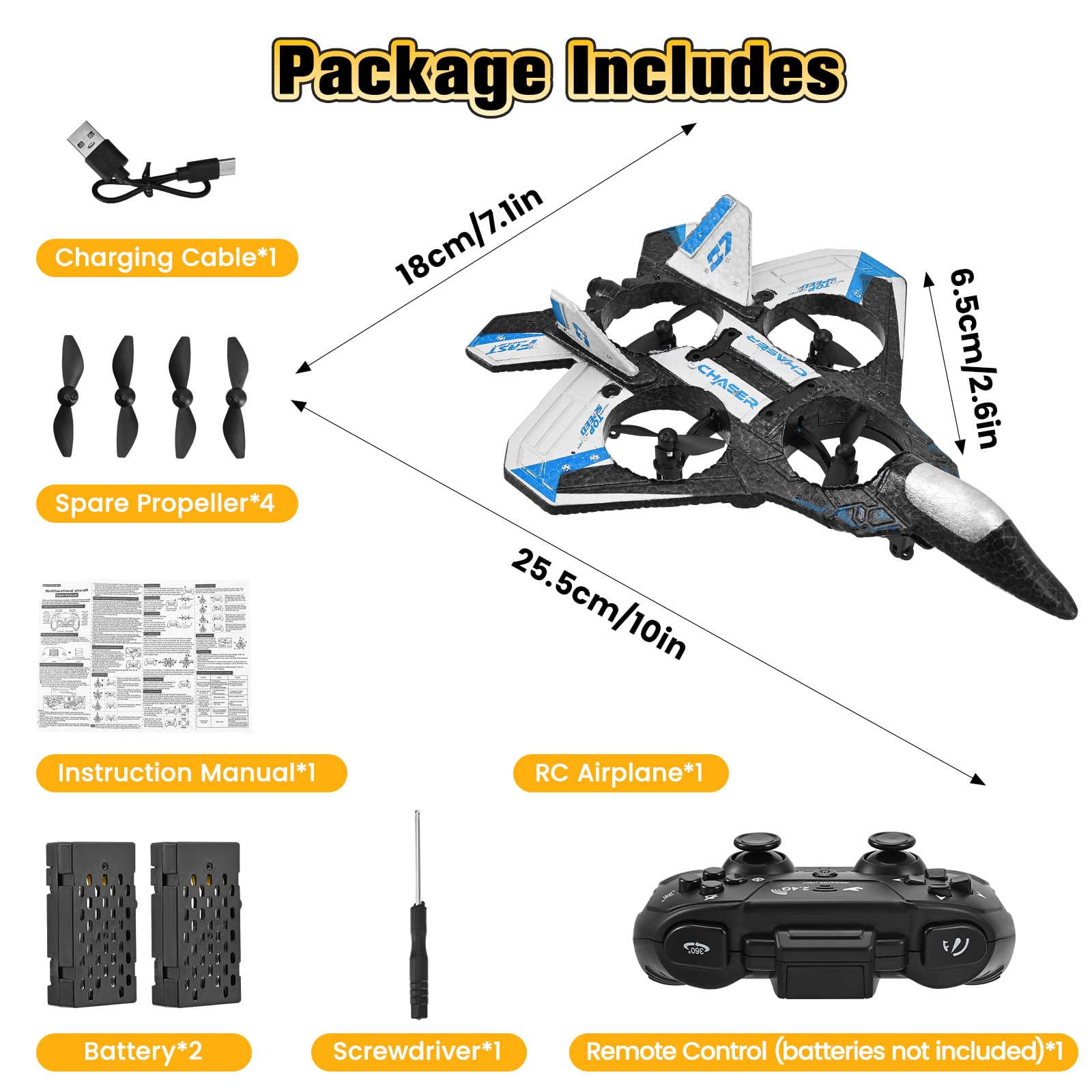Getto da combattimento 4D RC con illuminazione a LED, 3 modalità di velocità, clip a 360° e rulli acrobazie, 2 batterie ricaricabili, facile da volare per bambini e principianti