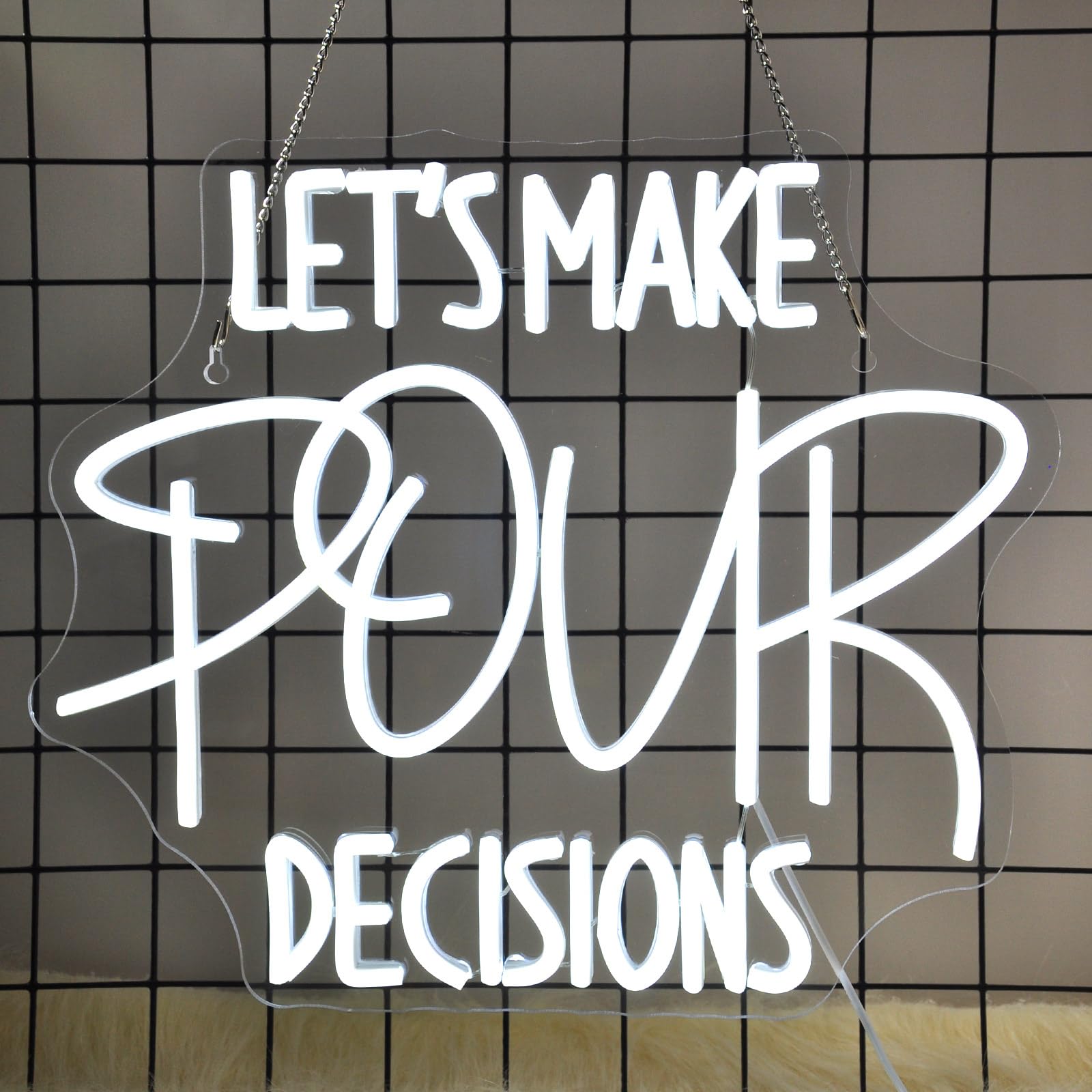 Whfobfe Let's Make Pour Decisions Neon Sign Led Neon Light Neon Signs for Wall Decor USB Powered Led Neon Signs for Room Decoration