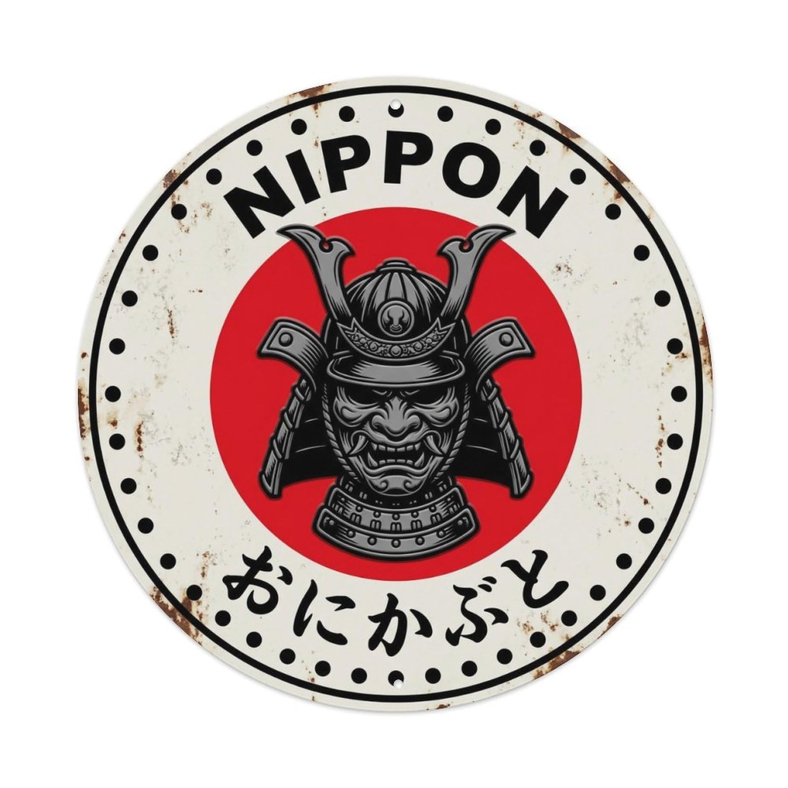 Demon Helmet Nippon Warrior Armor Vintage Metal Tin Sign