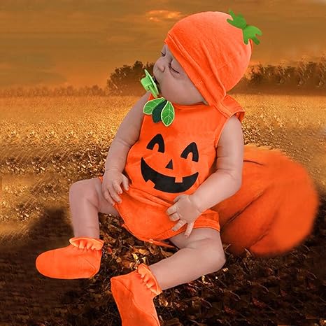 Barboteuse Bébé Citrouille Unisexe 0-3 Ans - Déguisement Halloween Ou Noël - Pyjama Doux Mixte