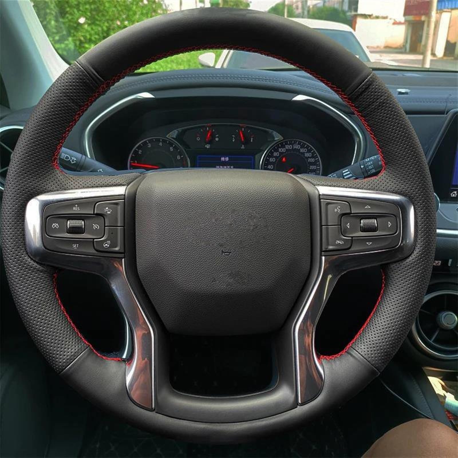 Pokrowiec na kierownicę samochodową z prawdziwej skóry, akcesoria samochodowe do Chevy Blazer 2019-2022 i Silverado 2019-2021, beżowy