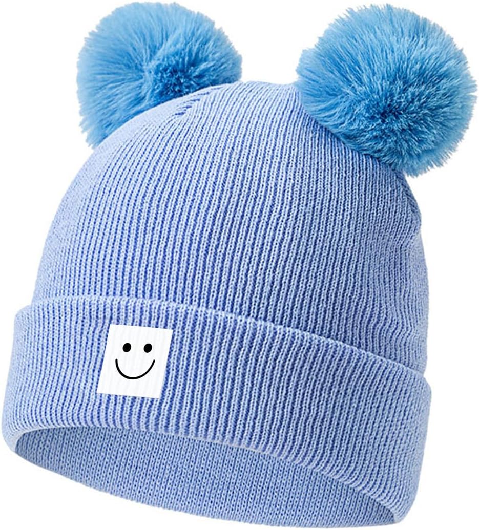 AZJ Baby Beanie Hat Toddler Infant Winter Knitted Hat Kids Soft Warm Pom Pom Beanie Cap for Boys Girls