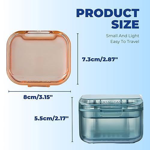 Miniatura 3 de AHYUEE Estuche para dentaduras postizas completas, estuche de soporte para remojar dentaduras, estuche de baño portátil y a prueba de fugas, taza de
