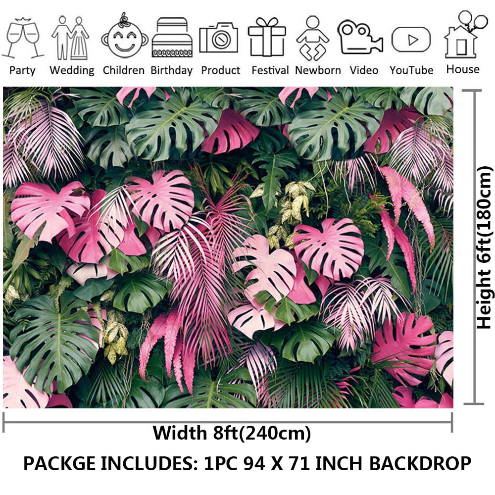 YCUCUEI Fondo De Fotografía De Playa Hawaiana De Verano De 10 X 8 Pies, Flores Tropicales, Hojas De Palma, Fondo De Tabla De Surf Para Luau Aloha Decoración De Fiesta, Pancarta