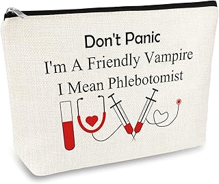 Funny Nurses Makeup Bag Gift Phlebotomist Gifts Phlebotomy Technician Phlebotomist Nurse Gifts Cosmetic Bag Pouch for Women Nurses Day Birthday Gift for Technician Hematologist Medical Technologist