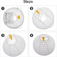 Vista 6 de 12 linternas de papel colgantes blancas de Halloween lámparas redondas de linterna china de 6 8 10 12 pulgadas faroles de papel decorativos
