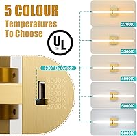 Vista 5 de Bathroom Light Fixtures,Gold 18W LED 360° Full Lighting Modern Wall Sconce Vanity Light with 5-Color Dimmable 3000K-6000K, 22.05inch Vanity Lighting