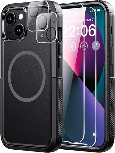 Diverbox Funda para iPhone 13 [compatible con MagSafe] [con protector de pantalla] [a prueba de golpes] [a prueba de caídas] Funda de protección