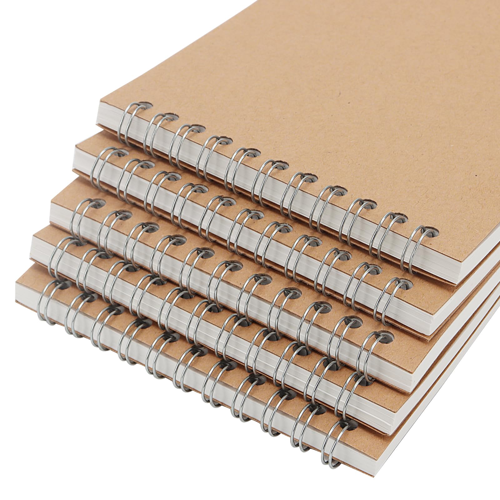 SOUJAP - Cuaderno de bocetos en espiral (A6, 60 hojas/120 páginas, cuaderno de dibujo en espiral, cuaderno de dibujo kraft con encuadernación superior para bocetos, dibujo y escritura