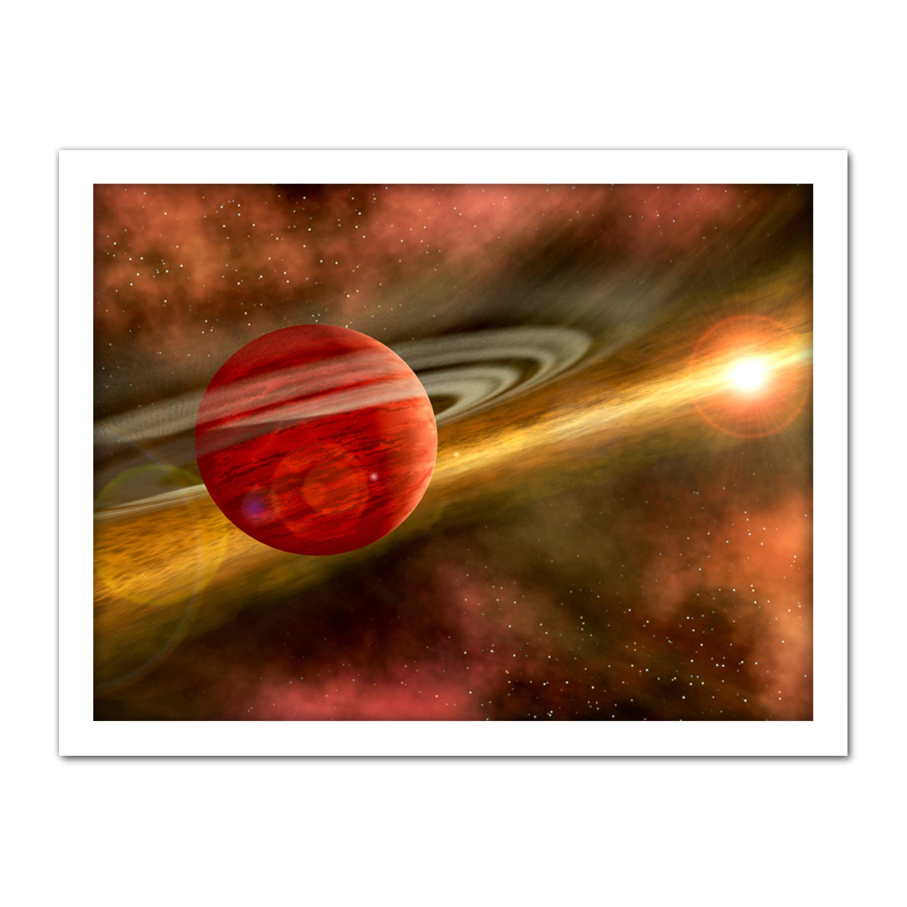 Space NASA Birth Planet Discs Star Orbit Illustration Artwork Framed Wall Art Print 18X24 Inch