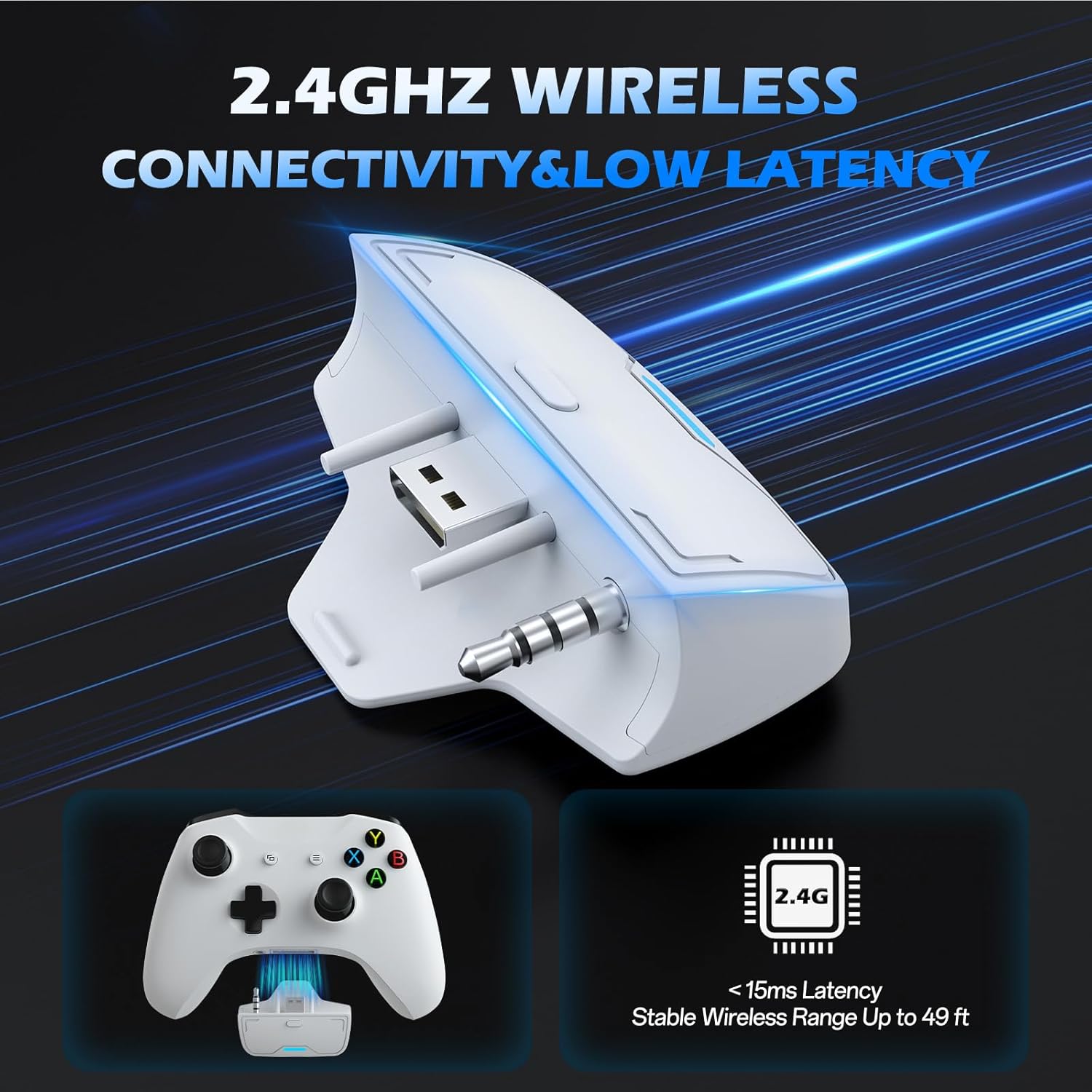 BINNUNE Wireless Gaming Headset for Xbox Series X/S, Xbox One, PS5, 120H Ultra-Long Battery, Bluetooth 5.3 Gaming Headphones with Noise-Canceling Mic, Comfortable Over-Ear Headphones,White 3 71S5DXjF7eL. AC SL1500