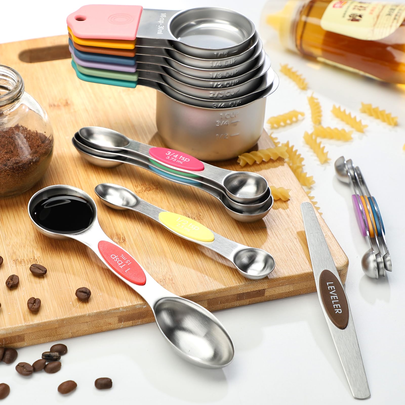 Set di misurini magnetici in acciaio inossidabile impilabile Nesting tazza di misurazione