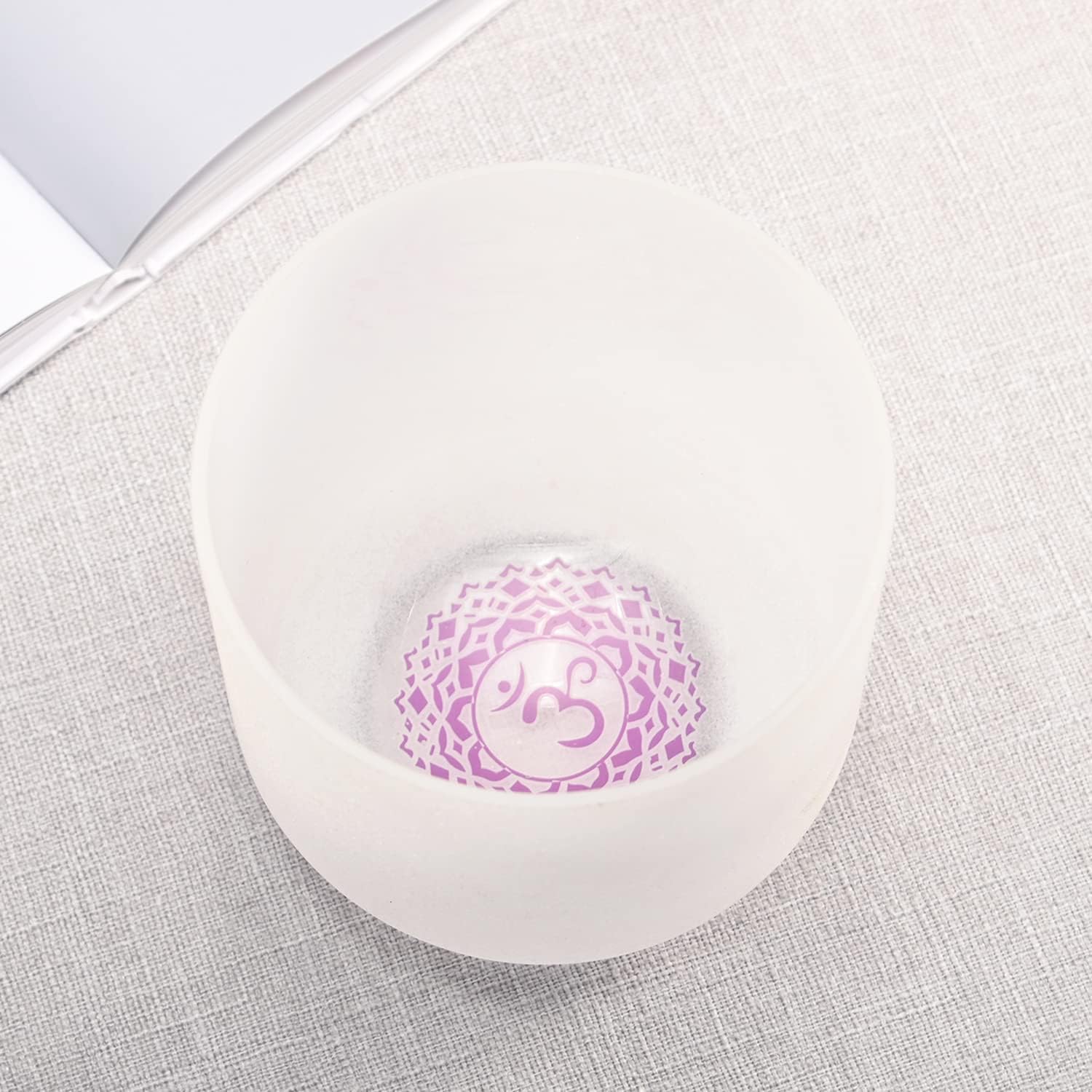 CVNC 432HZ 7 Inch B Note Crown Chakra Design Crystal Singing Bowl with Mallet and O-ring
