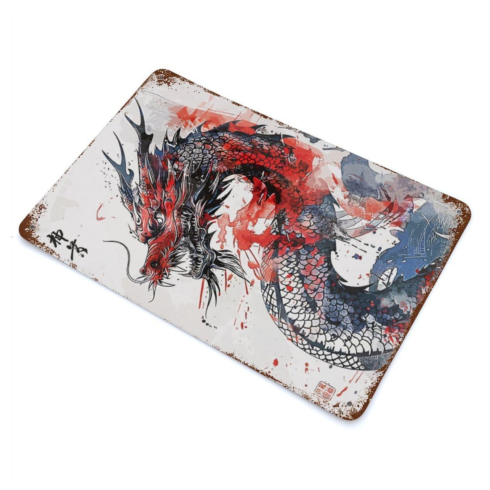 Painting Chinese Dragon Retro Metal Sign 11.8"x7.9", for Garage, Bar And Workshop Decor, Shabby Chic Decor