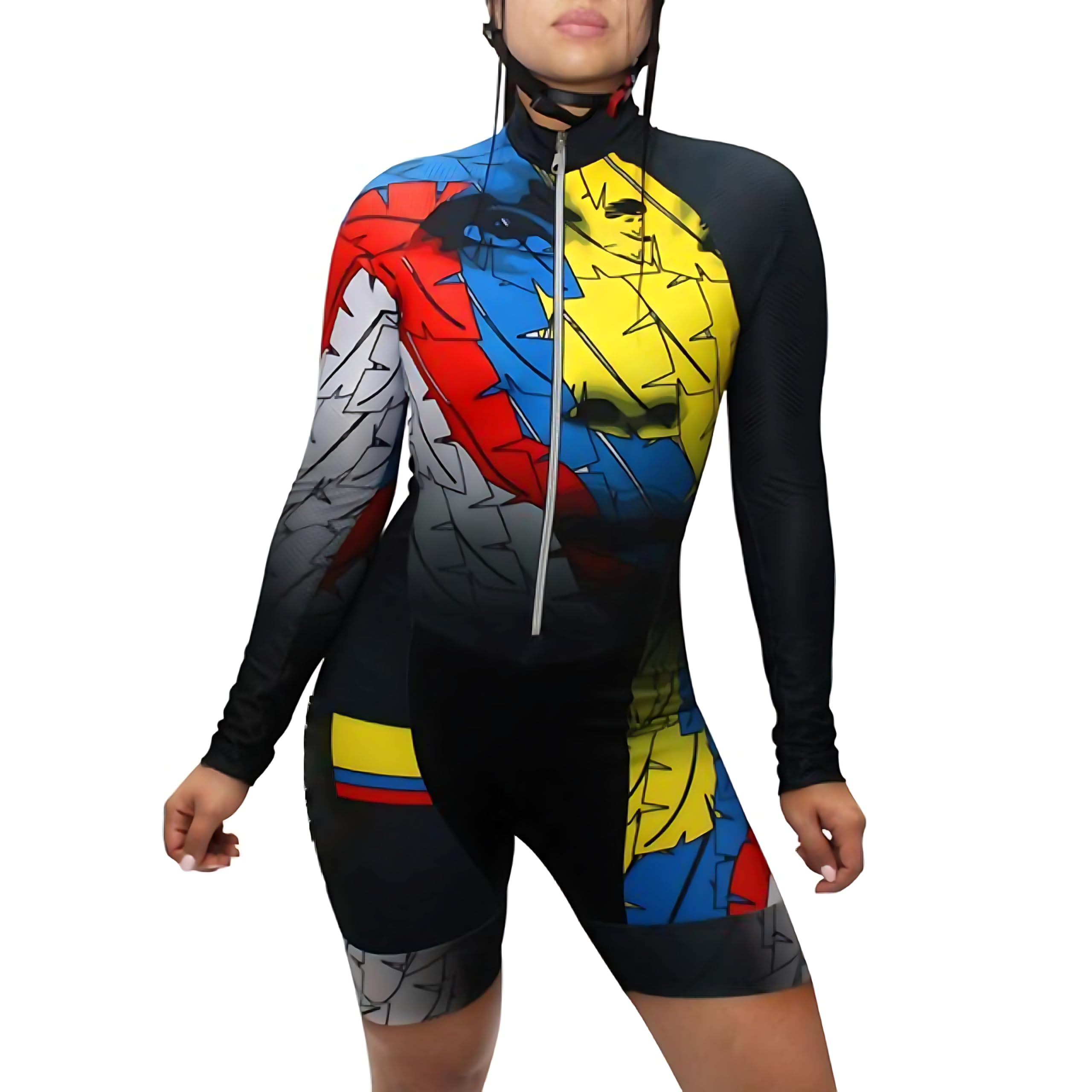 Tuta da triathlon da donna, a maniche lunghe, da ciclismo, tuta da triathlon, taglie XS-3XL, Multicolore 15., XXX-Large