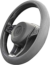 Upgrade4cars Steering Wheel Cover Grey | Steering Wheel Protector in Universal Size 37-39 cm | Steering Wheel Cover for Summer and Winter | Car Accessories Interior