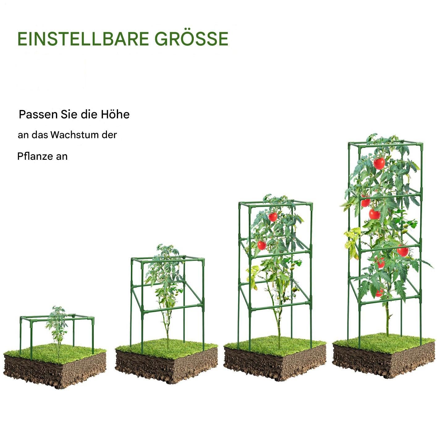 Tomatenkäfige für den Garten 3er-Set höhenverstellbar quadratisch